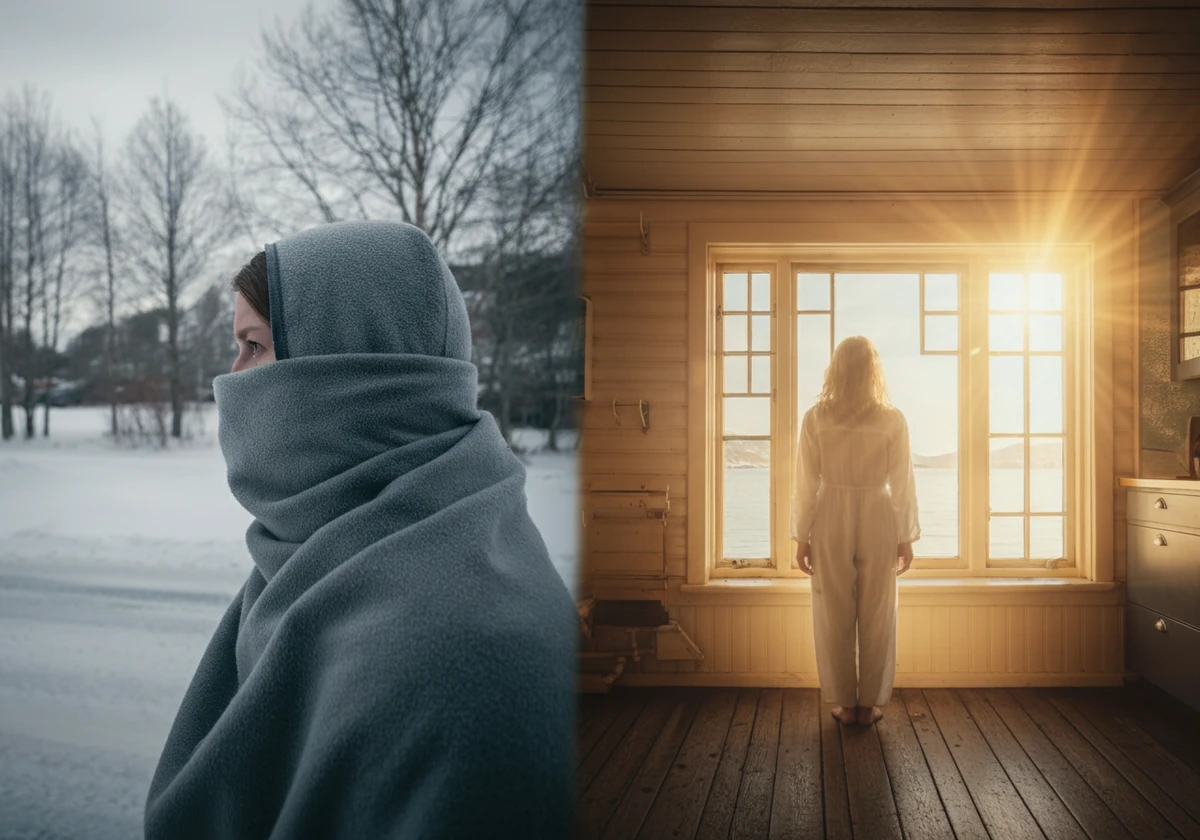 Kontrast mellom mørk norsk vinter og lyst solfylt sør