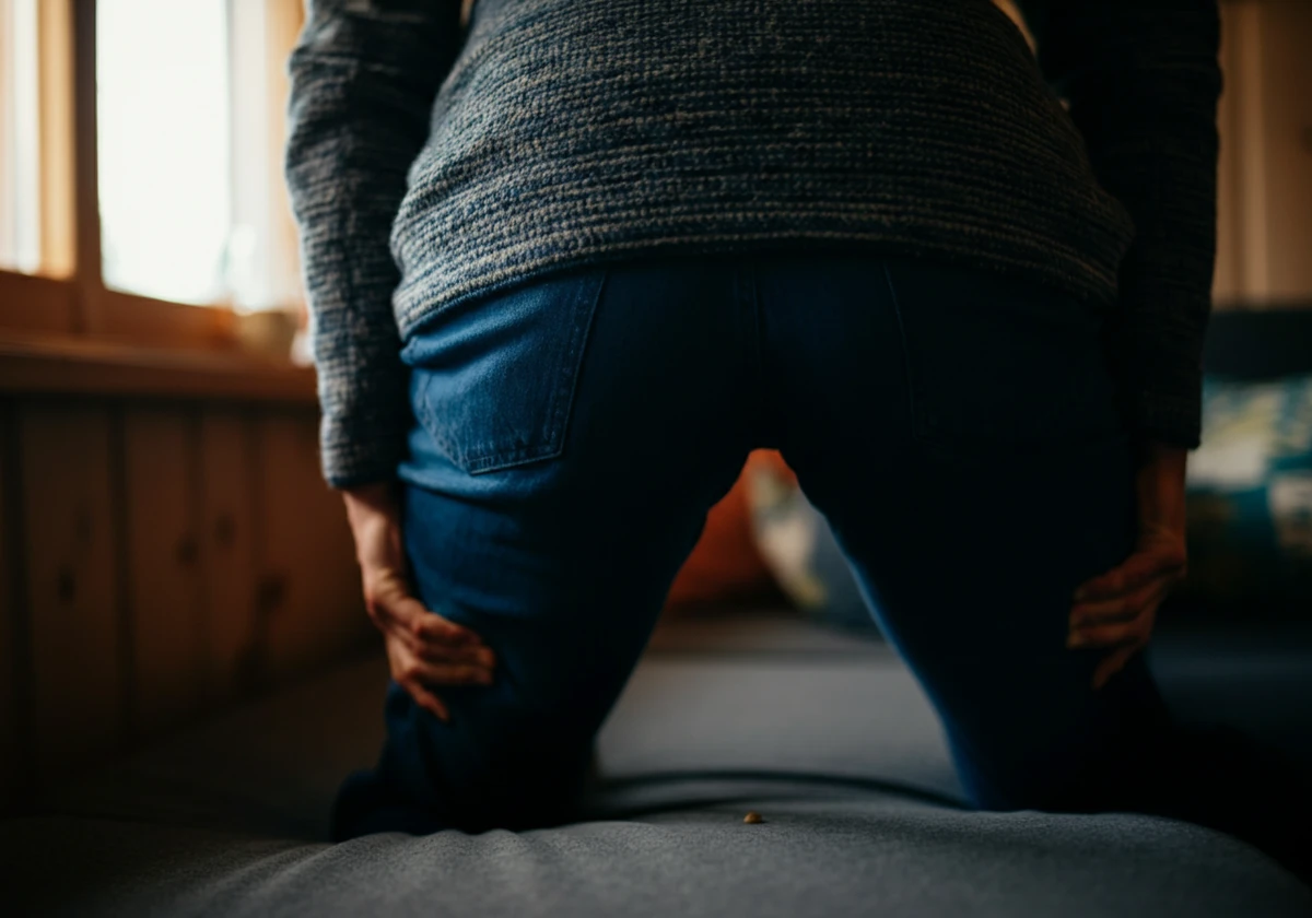Person reiser seg fra sofaen og kjenner vondt i korsryggen